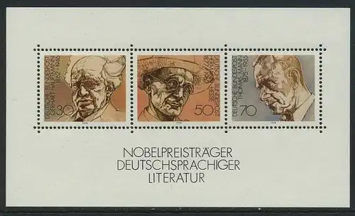 BUND 1978 Michel-Nummer 0959-0961 postfrisch BOGEN(3) -Blockausgabe 16-
