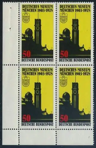 BUND 1978 Michel-Nummer 0963 postfrisch BLOCK ECKRAND unten links