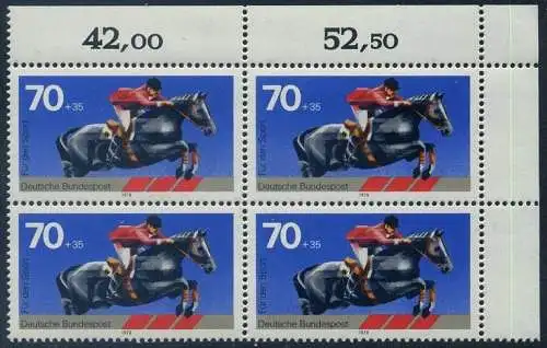 BUND 1978 Michel-Nummer 0968 postfrisch BLOCK ECKRAND oben rechts