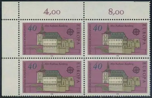 BUND 1978 Michel-Nummer 0969 postfrisch BLOCK ECKRAND oben links