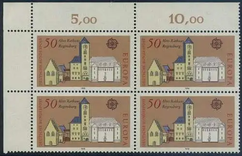 BUND 1978 Michel-Nummer 0970 postfrisch BLOCK ECKRAND oben links