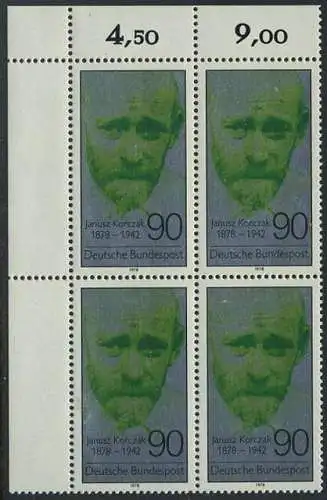 BUND 1978 Michel-Nummer 0973 postfrisch BLOCK ECKRAND oben links