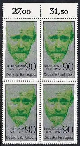 BUND 1978 Michel-Nummer 0973 postfrisch BLOCK RÄNDER oben