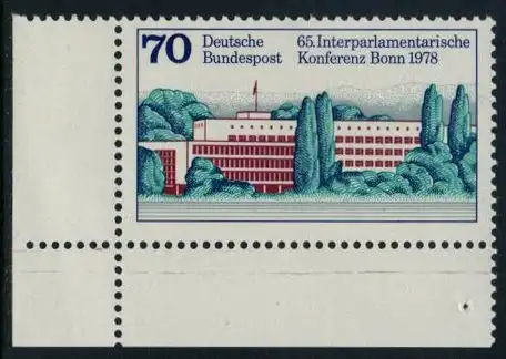 BUND 1978 Michel-Nummer 0976 postfrisch EINZELMARKE ECKRAND unten links