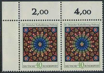 BUND 1978 Michel-Nummer 0977 postfrisch horiz.PAAR ECKRAND oben links