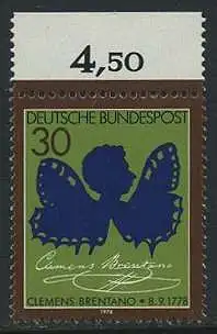BUND 1978 Michel-Nummer 0978 postfrisch EINZELMARKE RAND oben (a)