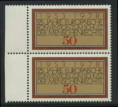 BUND 1978 Michel-Nummer 0979 postfrisch vert.PAAR RAND links