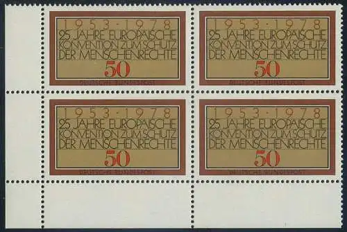 BUND 1978 Michel-Nummer 0979 postfrisch BLOCK ECKRAND unten links (a)