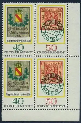 BUND 1978 Michel-Nummer 0980-0981 postfrisch BLOCK ECKRAND unten rechts