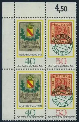 BUND 1978 Michel-Nummer 0980-0981 postfrisch BLOCK ECKRAND oben links