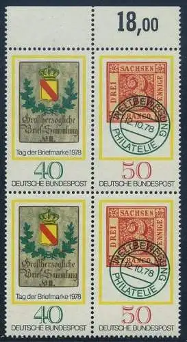 BUND 1978 Michel-Nummer 0980-0981 postfrisch BLOCK RÄNDER oben (b)