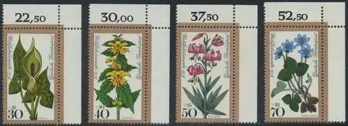 BUND 1978 Michel-Nummer 0982-0985 postfrisch SATZ(4) EINZELMARKEN ECKRÄNDER oben rechts