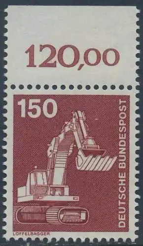 BUND 1978 Michel-Nummer 0992 postfrisch EINZELMARKE RAND oben