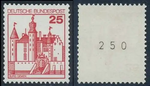 BUND 1978 Michel-Nummer 0996 postfrisch EINZELMARKE m/ rücks.Rollennummer 250