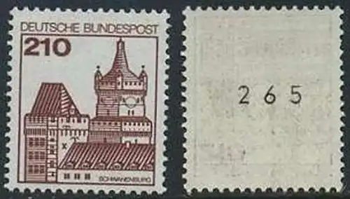 BUND 1978 Michel-Nummer 0998 postfrisch EINZELMARKE m/ rücks.Rollennummer 265