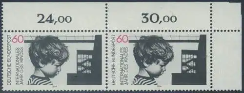 BUND 1979 Michel-Nummer 1000 postfrisch horiz.PAAR ECKRAND oben rechts