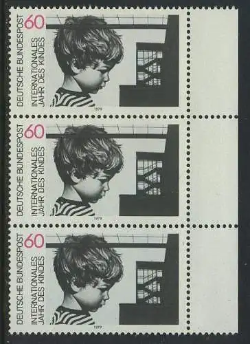 BUND 1979 Michel-Nummer 1000 postfrisch vert.STRIP(3) RAND rechts