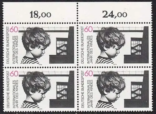 BUND 1979 Michel-Nummer 1000 postfrisch BLOCK RÄNDER oben