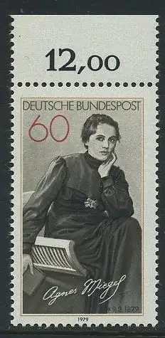BUND 1979 Michel-Nummer 1001 postfrisch EINZELMARKE RAND oben