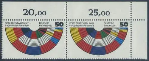BUND 1979 Michel-Nummer 1002 postfrisch horiz.PAAR ECKRAND oben rechts