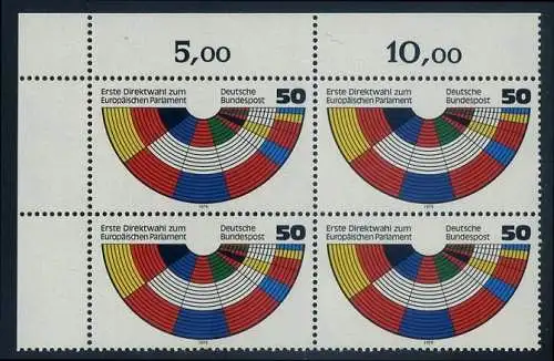 BUND 1979 Michel-Nummer 1002 postfrisch BLOCK ECKRAND oben links