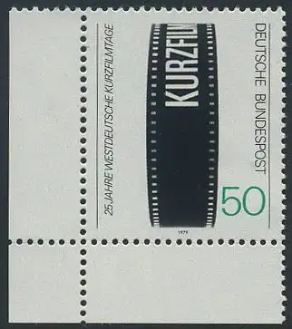 BUND 1979 Michel-Nummer 1003 postfrisch EINZELMARKE ECKRAND unten links