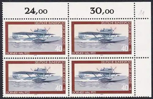 BUND 1979 Michel-Nummer 1005 postfrisch BLOCK ECKRAND oben rechts (a1)