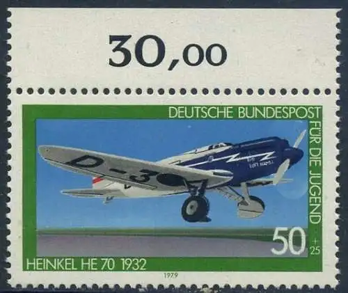 BUND 1979 Michel-Nummer 1006 postfrisch EINZELMARKE RAND oben