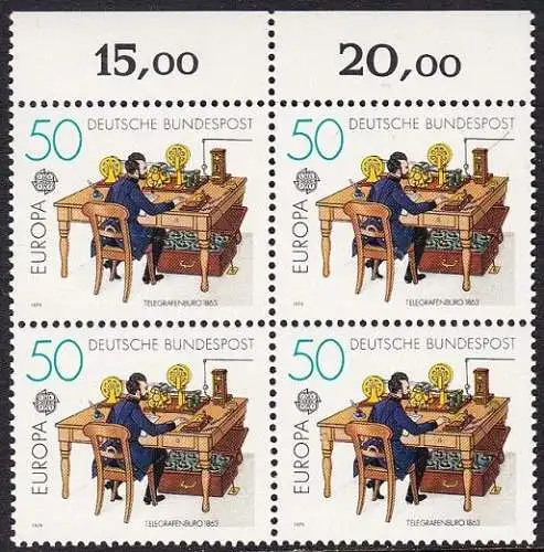 BUND 1979 Michel-Nummer 1011 postfrisch BLOCK RÄNDER oben