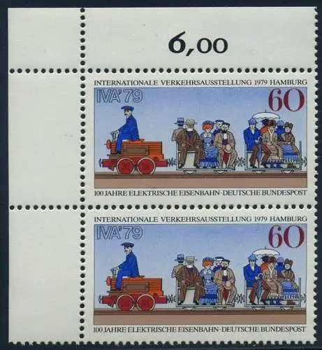 BUND 1979 Michel-Nummer 1014 postfrisch vert.PAAR ECKRAND oben links