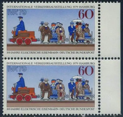 BUND 1979 Michel-Nummer 1014 postfrisch vert.PAAR RAND rechts