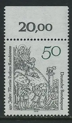 BUND 1979 Michel-Nummer 1016 postfrisch EINZELMARKE RAND oben (b)