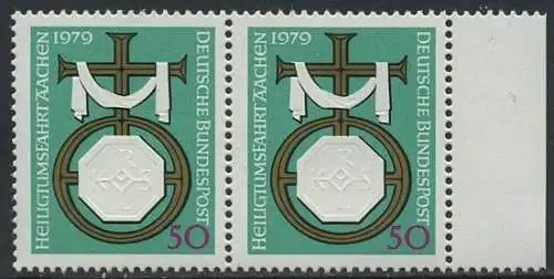 BUND 1979 Michel-Nummer 1017 postfrisch horiz.PAAR RAND rechts