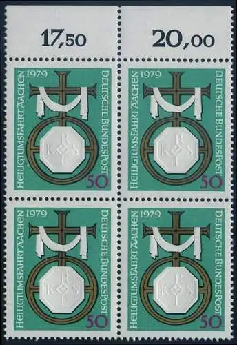 BUND 1979 Michel-Nummer 1017 postfrisch BLOCK RÄNDER oben (b)