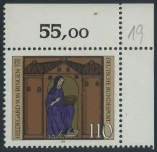 BUND 1979 Michel-Nummer 1018 postfrisch EINZELMARKE ECKRAND oben rechts (a)