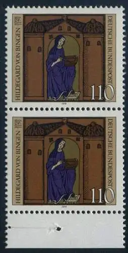 BUND 1979 Michel-Nummer 1018 postfrisch vert.PAAR RAND unten