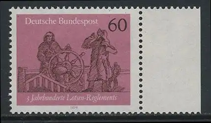 BUND 1979 Michel-Nummer 1022 postfrisch EINZELMARKE RAND rechts