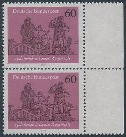 BUND 1979 Michel-Nummer 1022 postfrisch vert.PAAR RAND rechts