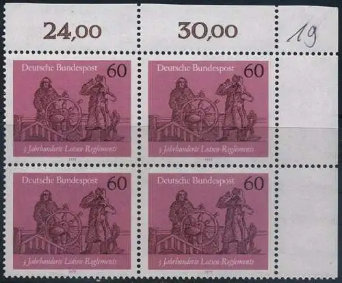 BUND 1979 Michel-Nummer 1022 postfrisch BLOCK ECKRAND oben rechts 