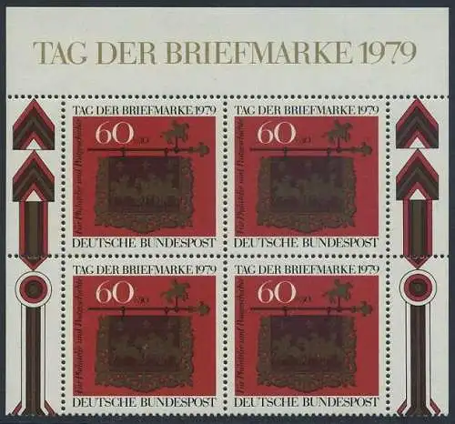 BUND 1979 Michel-Nummer 1023 postfrisch BLOCK RÄNDER oben