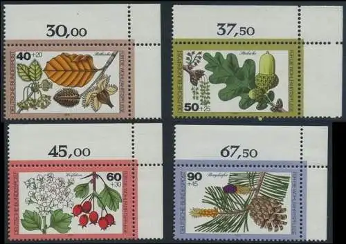 BUND 1979 Michel-Nummer 1024-1027 postfrisch SATZ(4) EINZELMARKEN ECKRÄNDER oben rechts