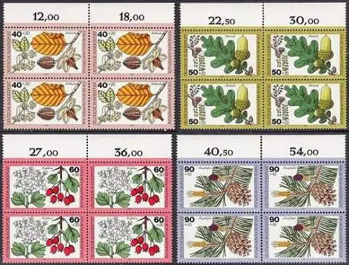 BUND 1979 Michel-Nummer 1024-1027 postfrisch SATZ(4) BLÖCKE RÄNDER oben