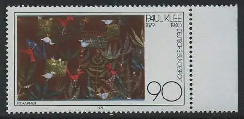 BUND 1979 Michel-Nummer 1029 postfrisch EINZELMARKE RAND rechts