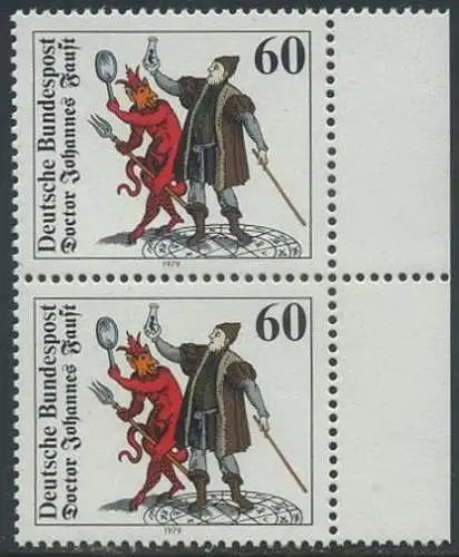 BUND 1979 Michel-Nummer 1030 postfrisch vert.PAAR RAND rechts