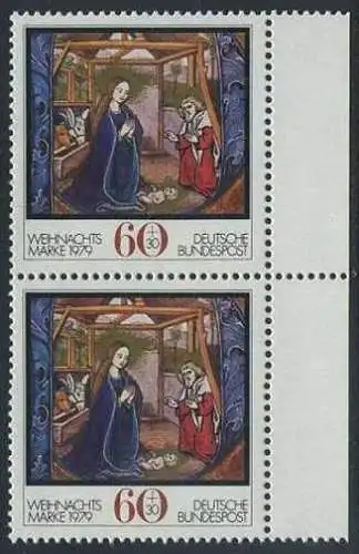 BUND 1979 Michel-Nummer 1032 postfrisch vert.PAAR RAND rechts