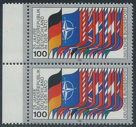 BUND 1980 Michel-Nummer 1034 postfrisch vert.PAAR RAND links