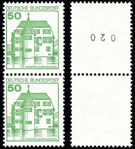 BUND 1980 Michel-Nummer 1038 postfrisch vert.PAAR m/ rücks.Rollennummer 020