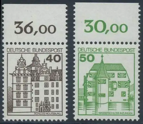 BUND 1980 Michel-Nummer 1037-1038 postfrisch SATZ(2) EINZELMARKEN RÄNDER oben