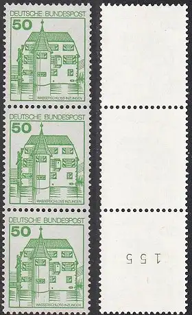 BUND 1980 Michel-Nummer 1038 postfrisch vert.STRIP(3) m/ rücks.Rollennummer 155