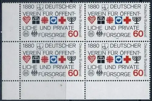 BUND 1980 Michel-Nummer 1044 postfrisch BLOCK ECKRAND unten links